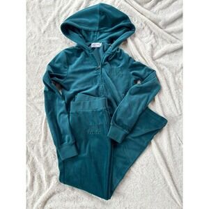 Juicy Couture Velour Tracksuit XS Teal Y2K Matching Set Lounge Zip